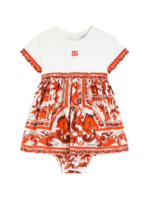 Dolce & Gabbana Kids vestido de popelina con bloomers con estampado Mayólica