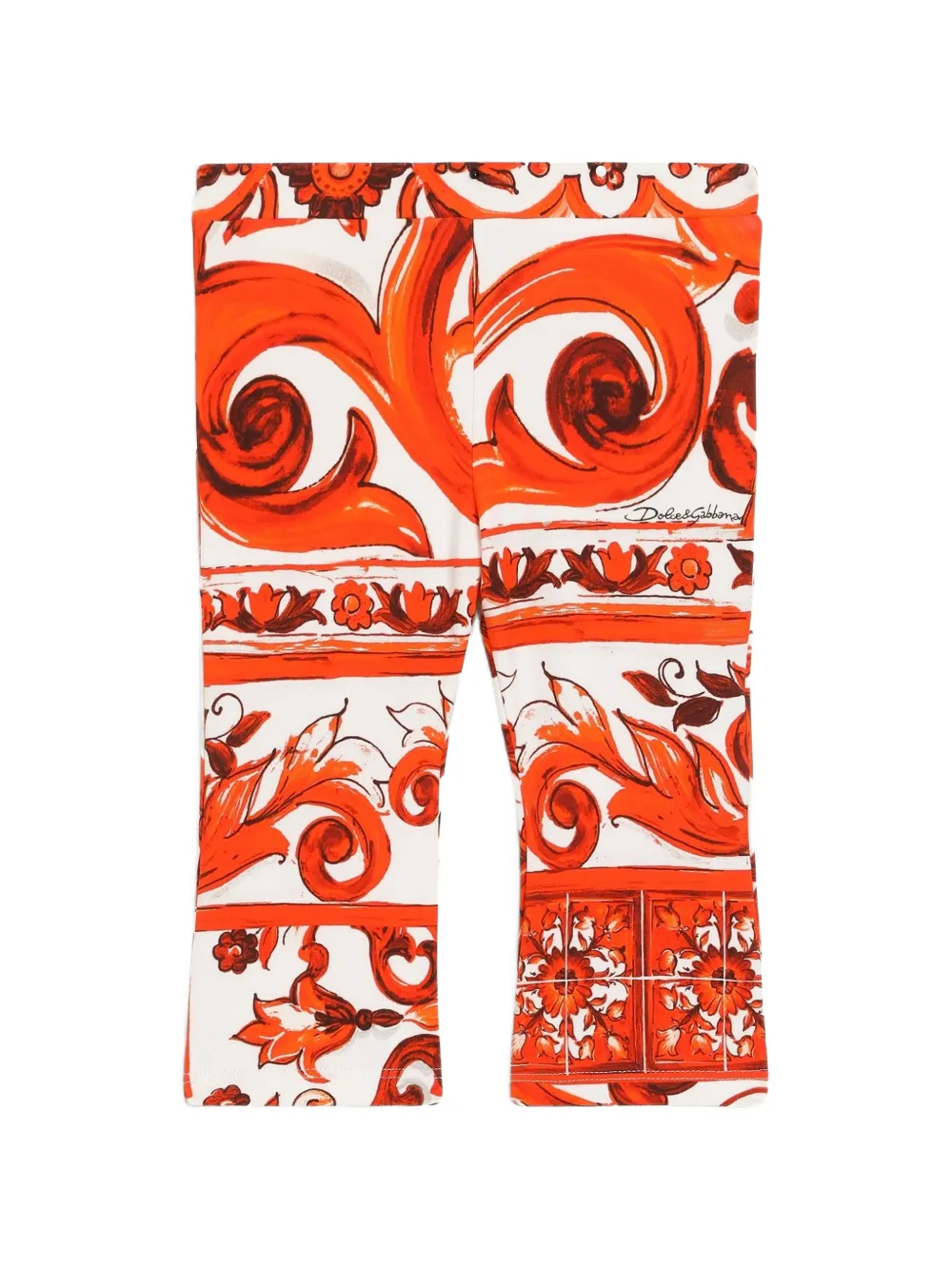 Dolce & Gabbana Kids Leggings con stampa maiolica - Arancione