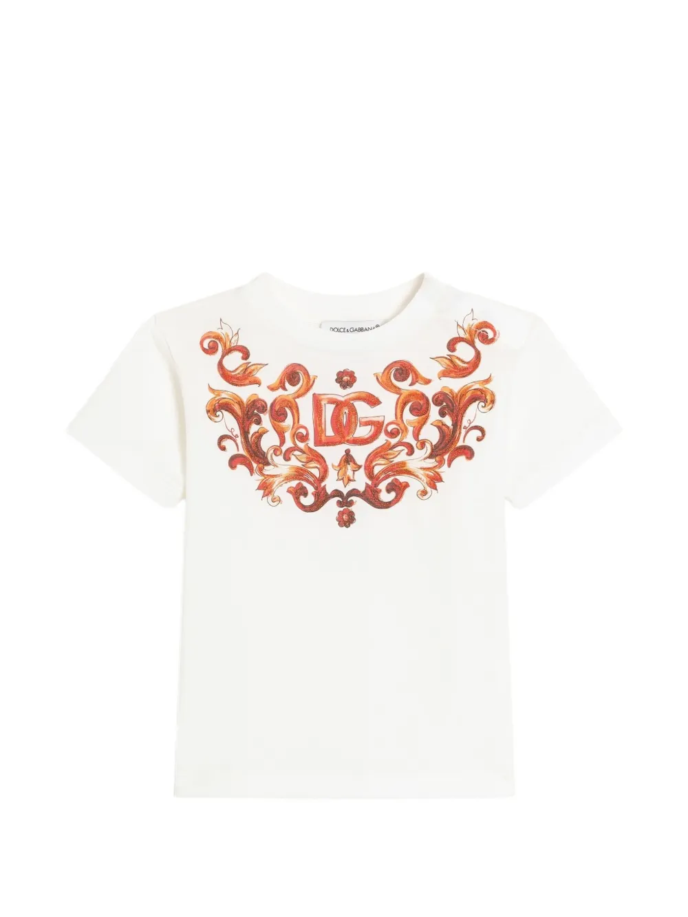 Dolce & Gabbana Kids T-shirt in jersey con stampa, paillettes e ricamo - Bianco
