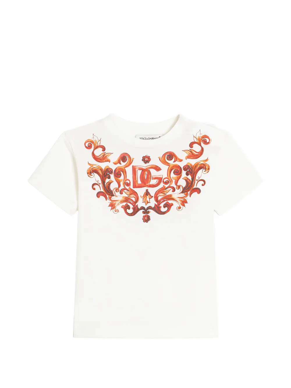 Dolce & Gabbana Kids Jersey T-shirt met print en borduurwerk Wit