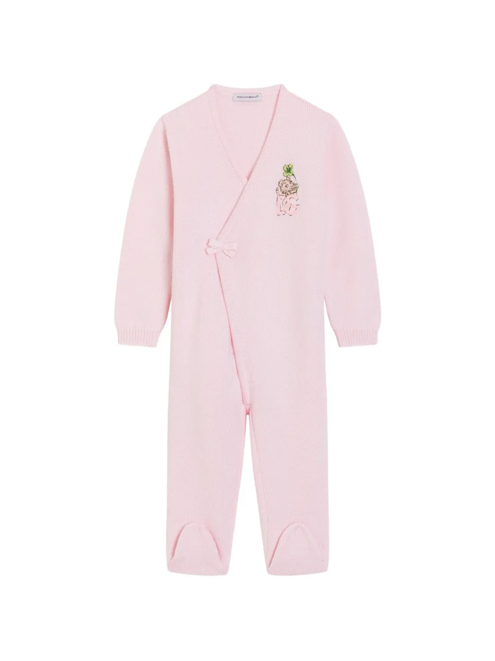 Dolce & Gabbana Kids barboteuse en maille nervurée - Rose Dolce & Gabbana Kids barboteuse en maille nervurée - Rose
