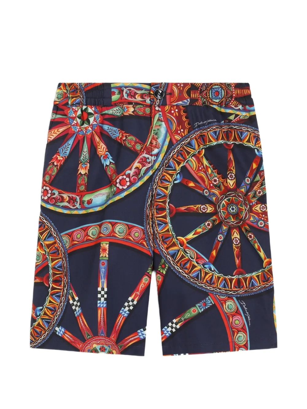 Dolce & Gabbana Kids Carretto-print poplin bermuda shorts - Blue