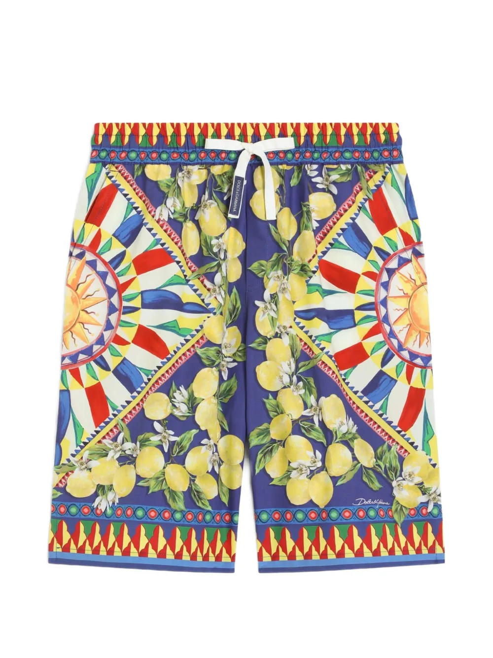 Dolce & Gabbana Kids Shorts in popeline con stampa Carretto - Blu