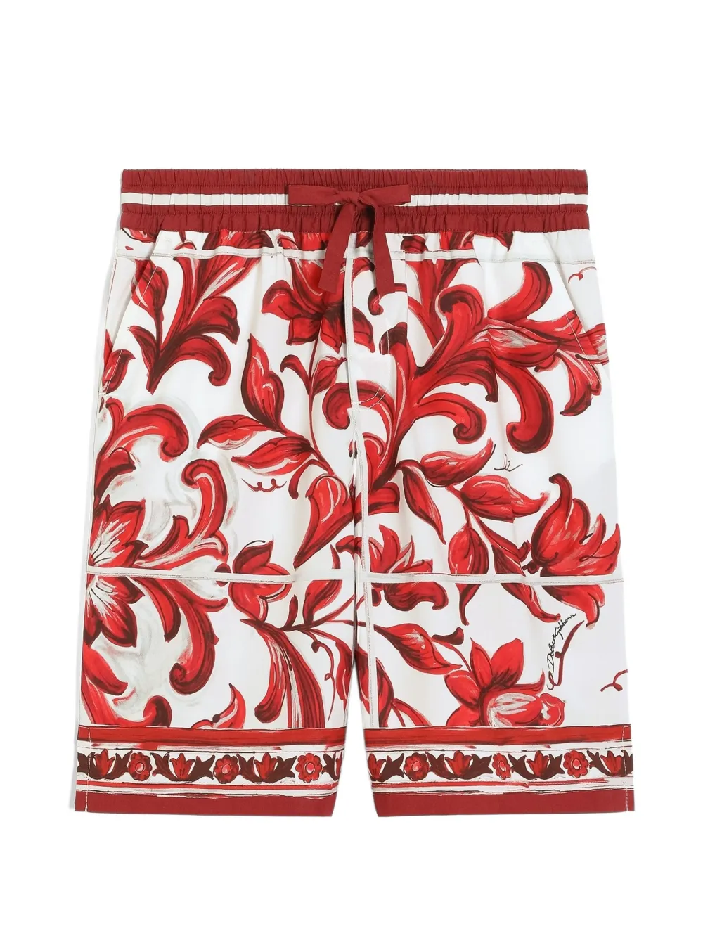 Dolce & Gabbana Kids Shorts in popeline con stampa maiolica - Bianco