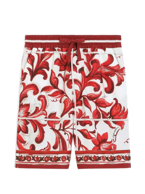 Dolce & Gabbana Kids short en popeline à imprimé Majolica
