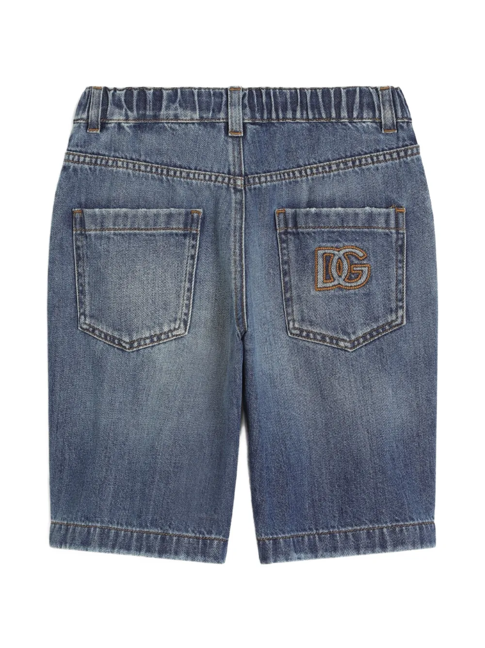 Dolce & Gabbana Kids Bermuda denim shorts met logo Blauw