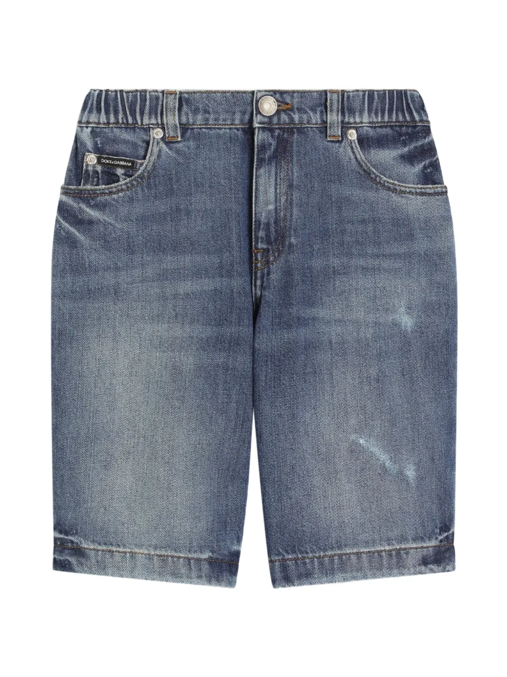 Dolce & Gabbana Kids Bermuda denim con logo - Blu