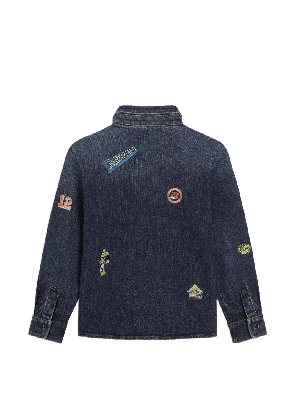 Dolce & Gabbana Kids Denim shirt met borduurwerk Blauw