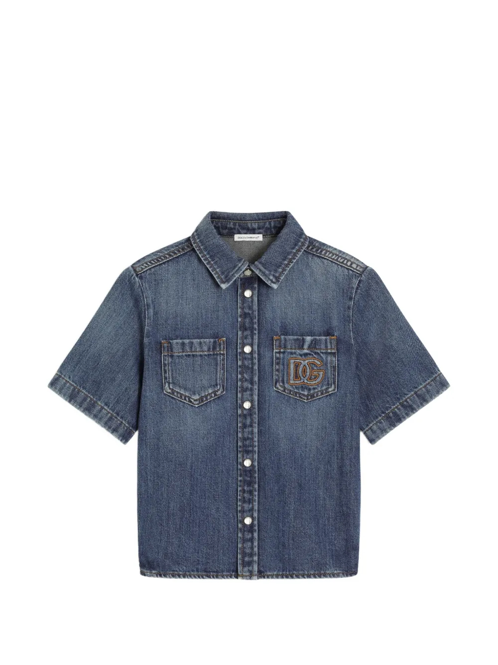 Dolce & Gabbana Kids Jeanshemd mit Logo - Blau