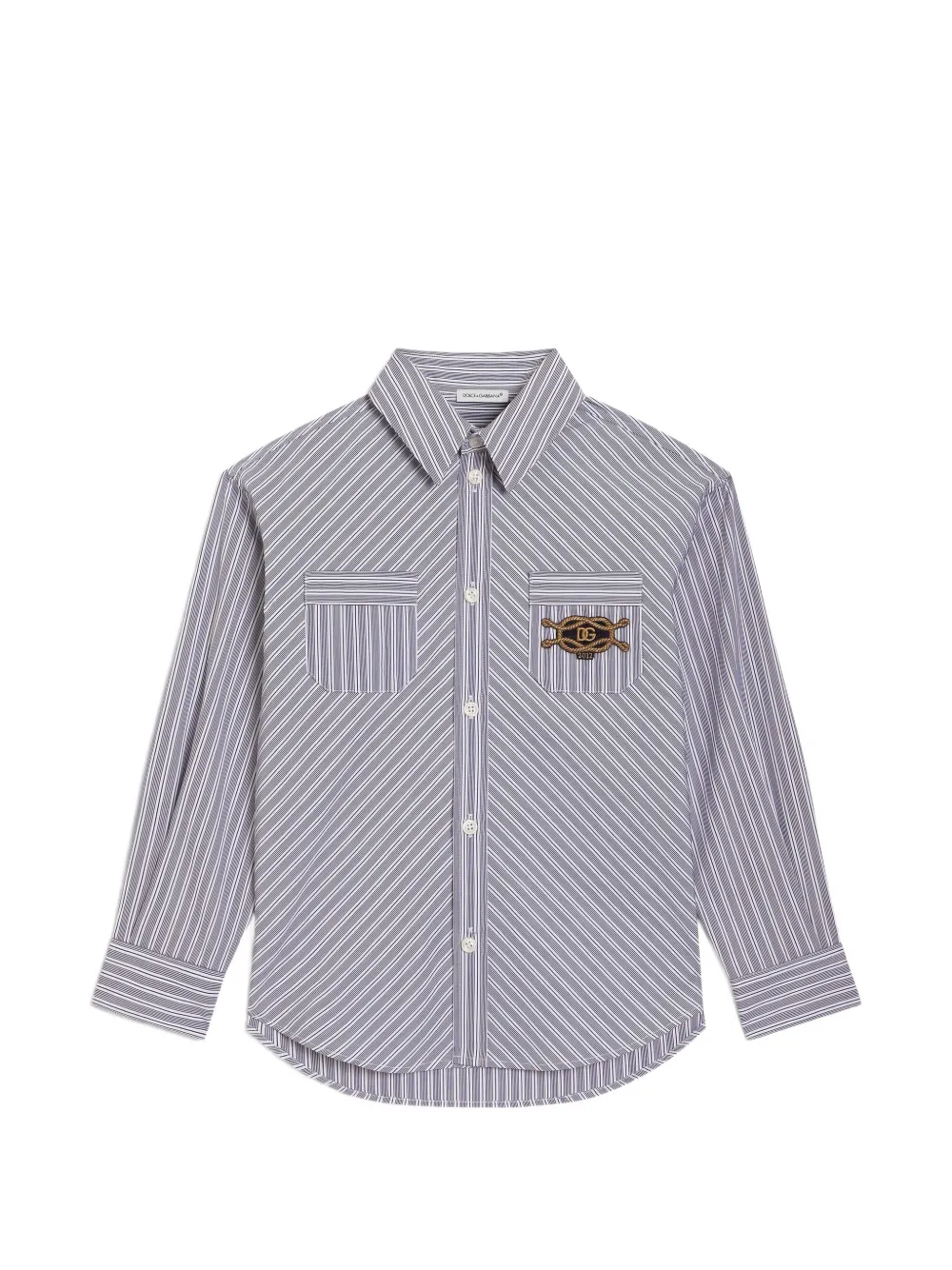 Dolce & Gabbana Kids Gestreiftes Popeline-Hemd - Blau