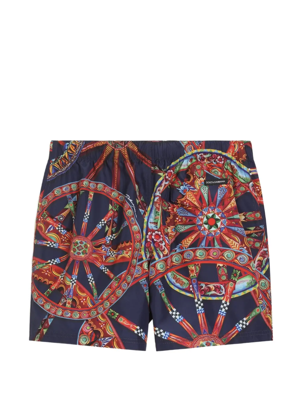 Dolce & Gabbana Kids Canvas zwembroek met Carretto-print Blauw