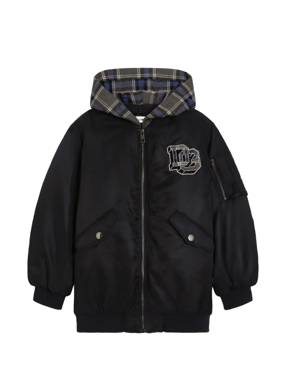 Dolce & Gabbana Kids Bomber in twill con logo - Nero