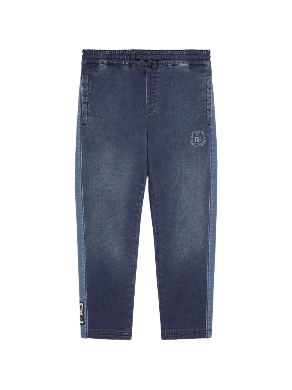 Dolce & Gabbana Kids Pantaloni in pile con ricamo - Blu