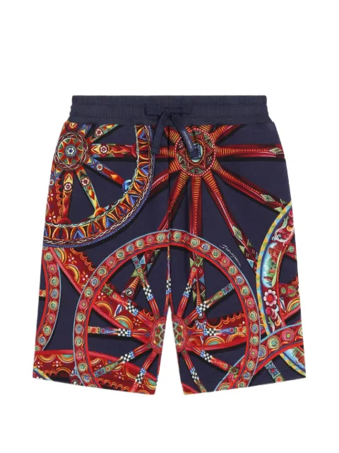 Dolce & Gabbana Kids Carretto-print fleece bermuda shorts