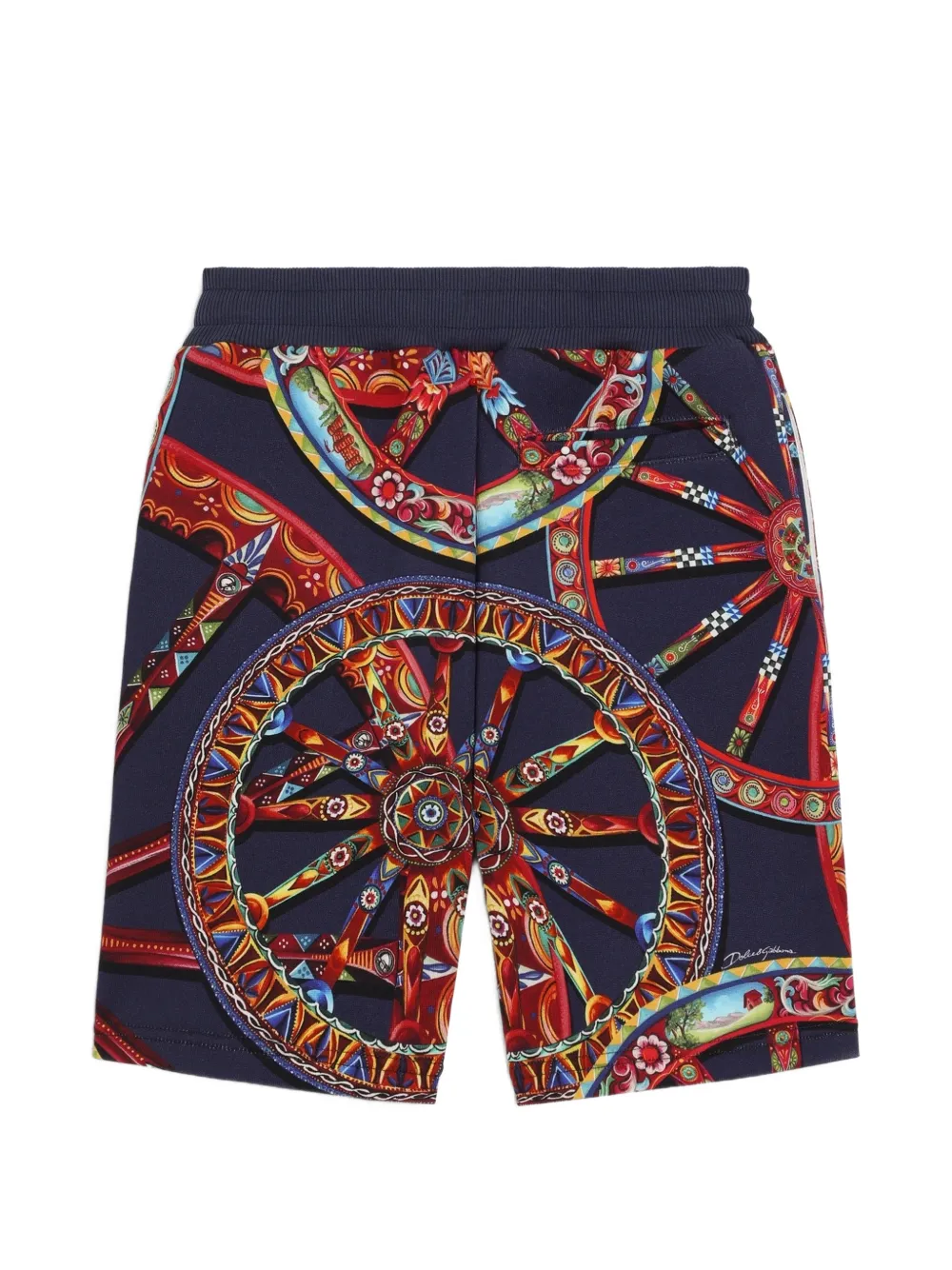 Dolce & Gabbana Kids Fleece bermuda shorts met Carretto-print Blauw