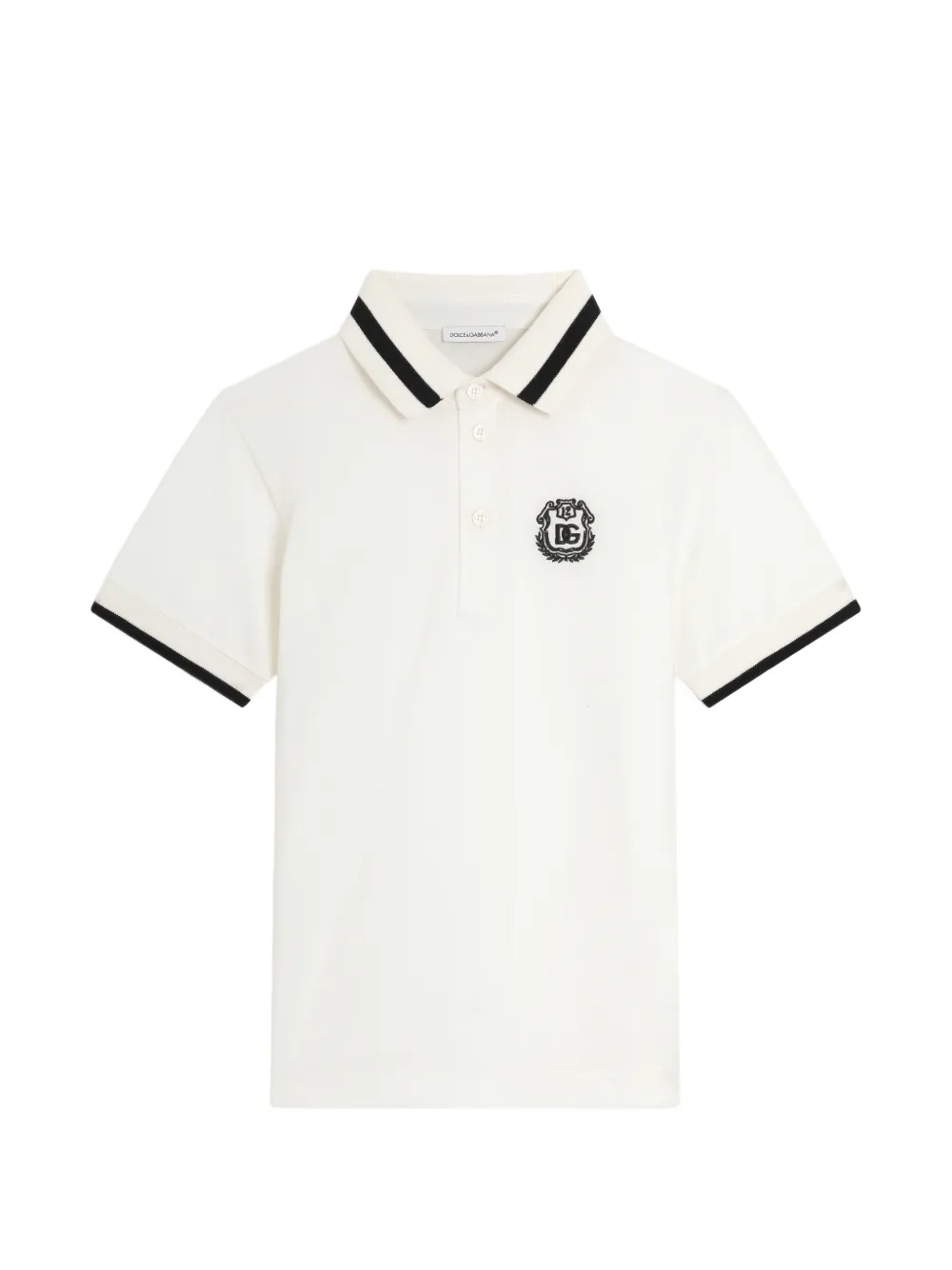 Dolce & Gabbana Kids Polo in piqué con logo - Bianco