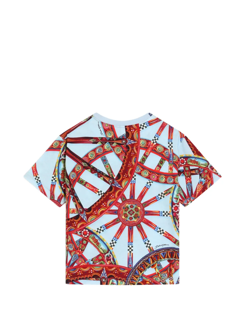 Dolce & Gabbana Kids Jersey T-shirt met Carretto-print Blauw