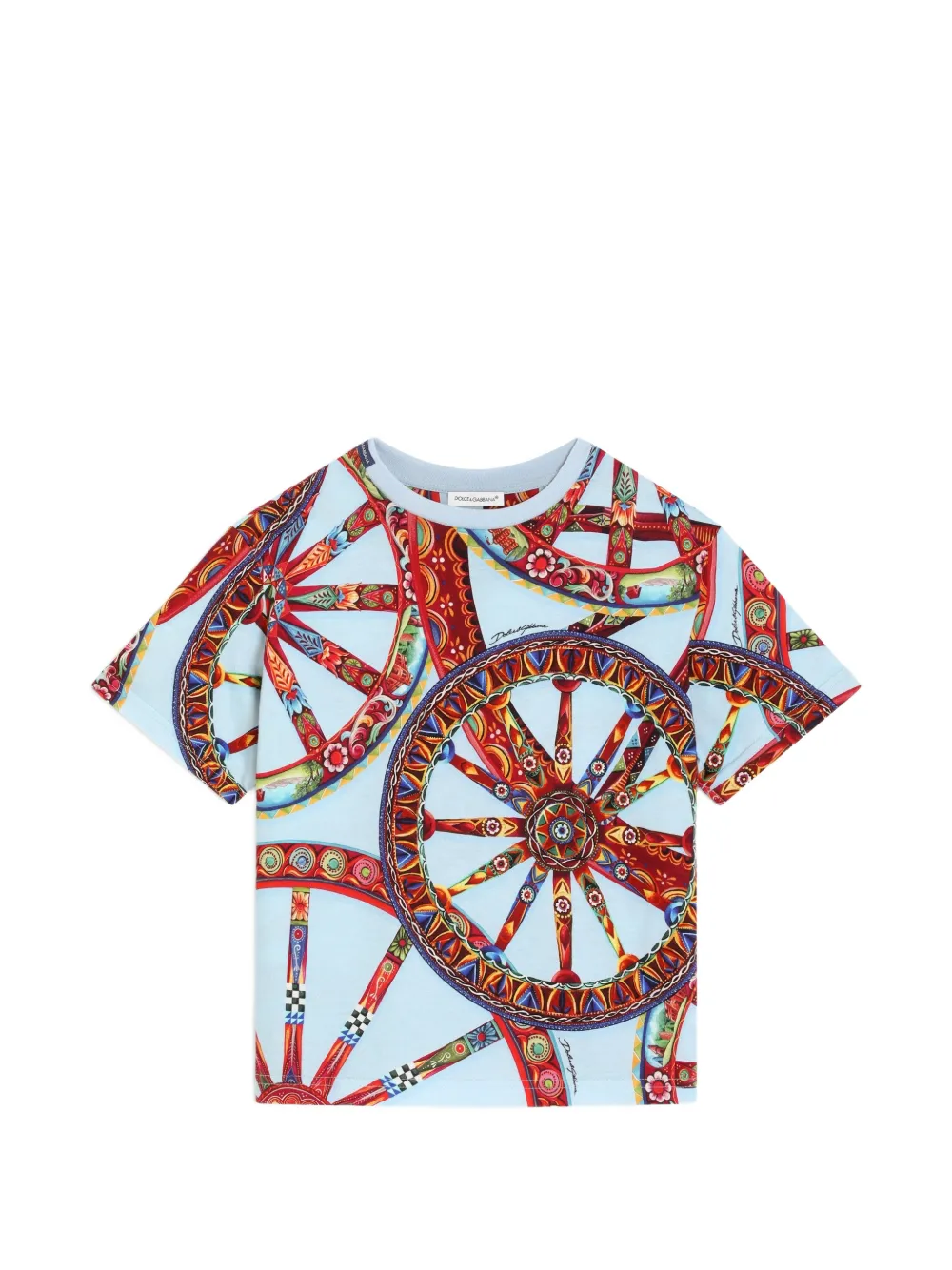 Dolce & Gabbana Kids T-shirt in jersey con stampa Carretto - Blu