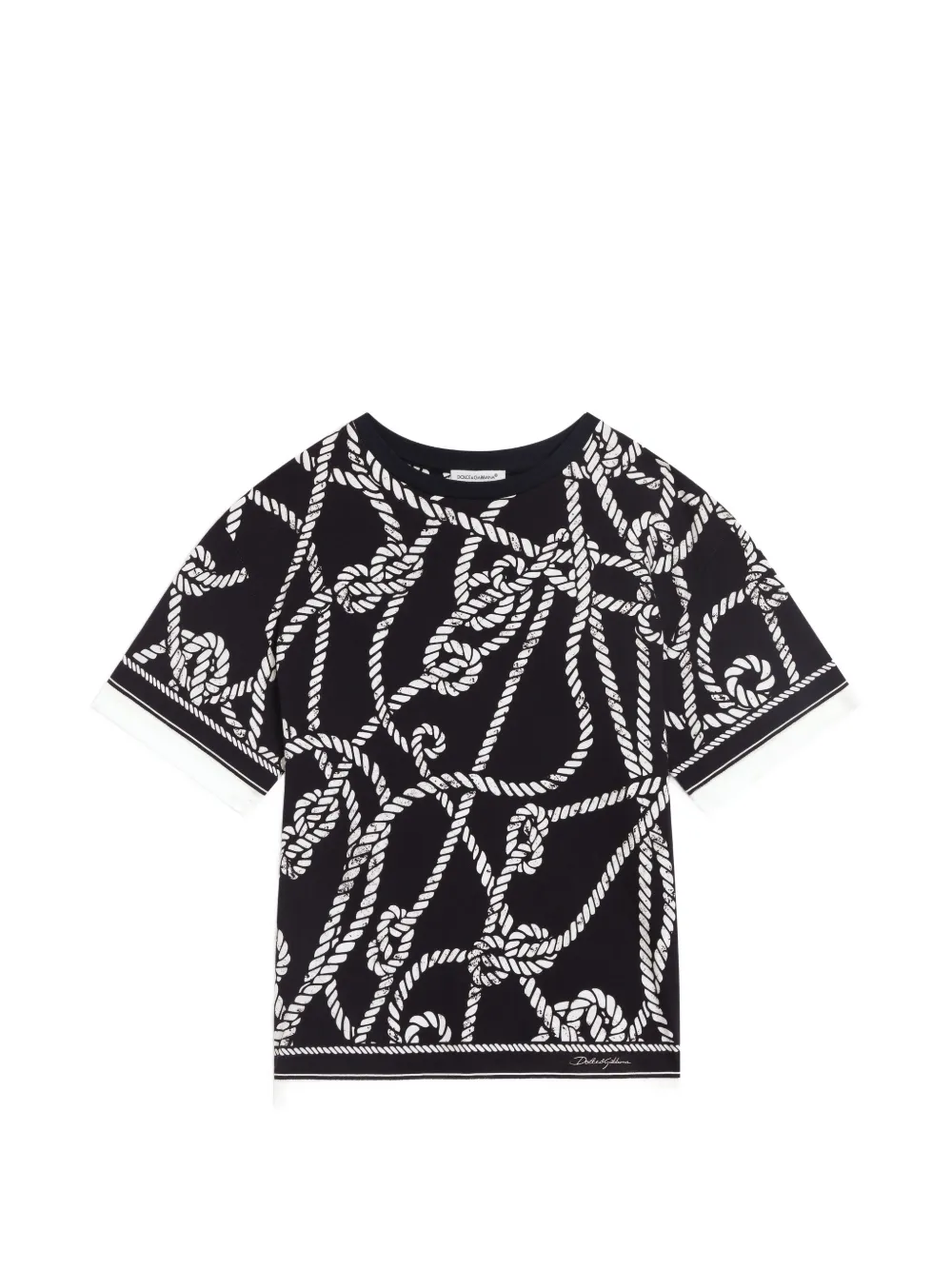 Dolce & Gabbana Kids T-shirt con stampa Marina - Nero