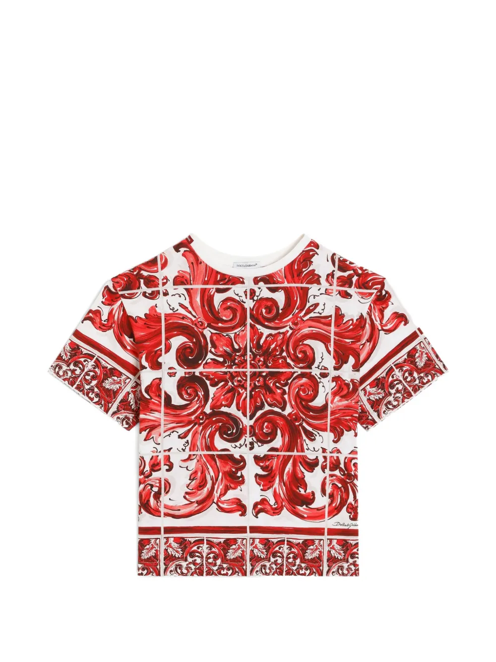 Dolce & Gabbana Kids Majolica-print jersey T-shirt - Bianco