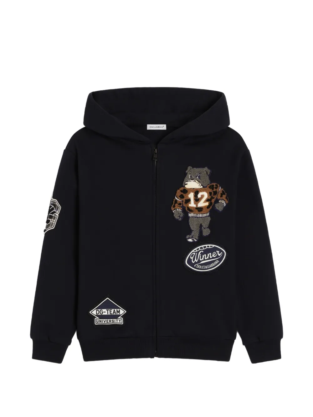 Dolce & Gabbana Kids Felpa in cotone con applicazione - Blu