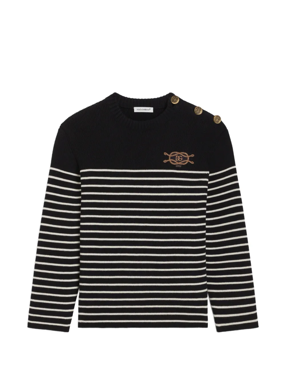 Dolce & Gabbana Kids Maglione stile polo in lana - Nero