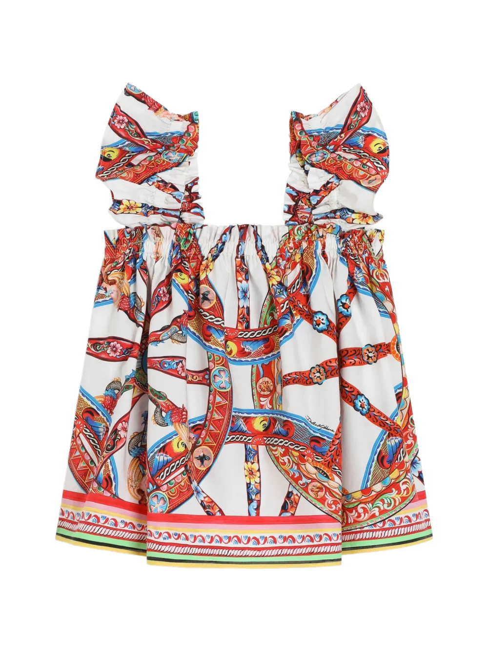 Dolce & Gabbana Kids Popeline top met Carretto-print Wit
