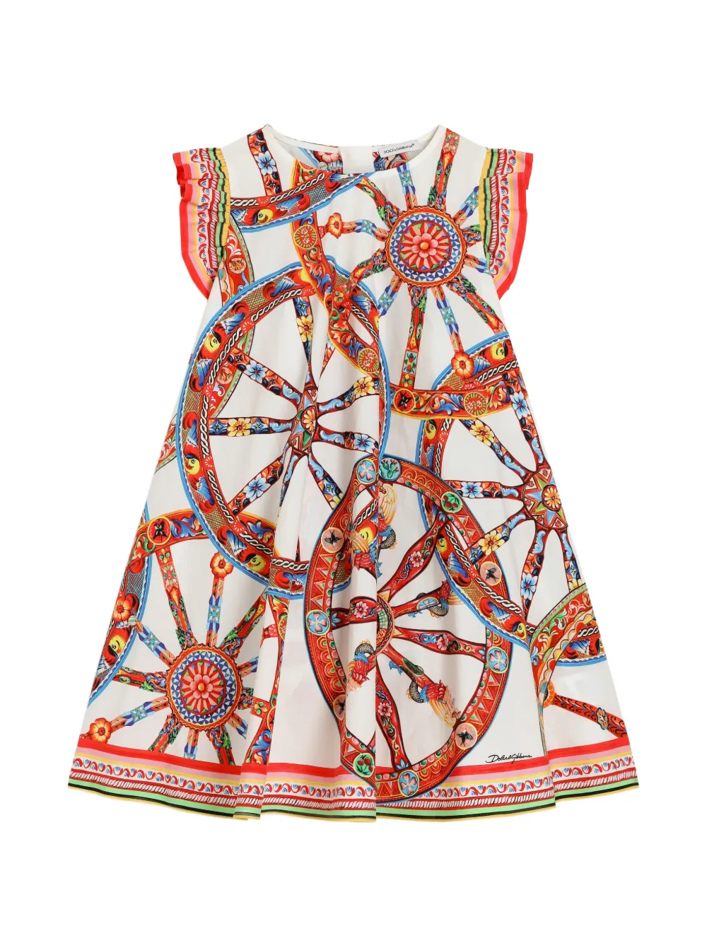 Dolce & Gabbana Kids Kleid mit Carretto-Print - Weiß
