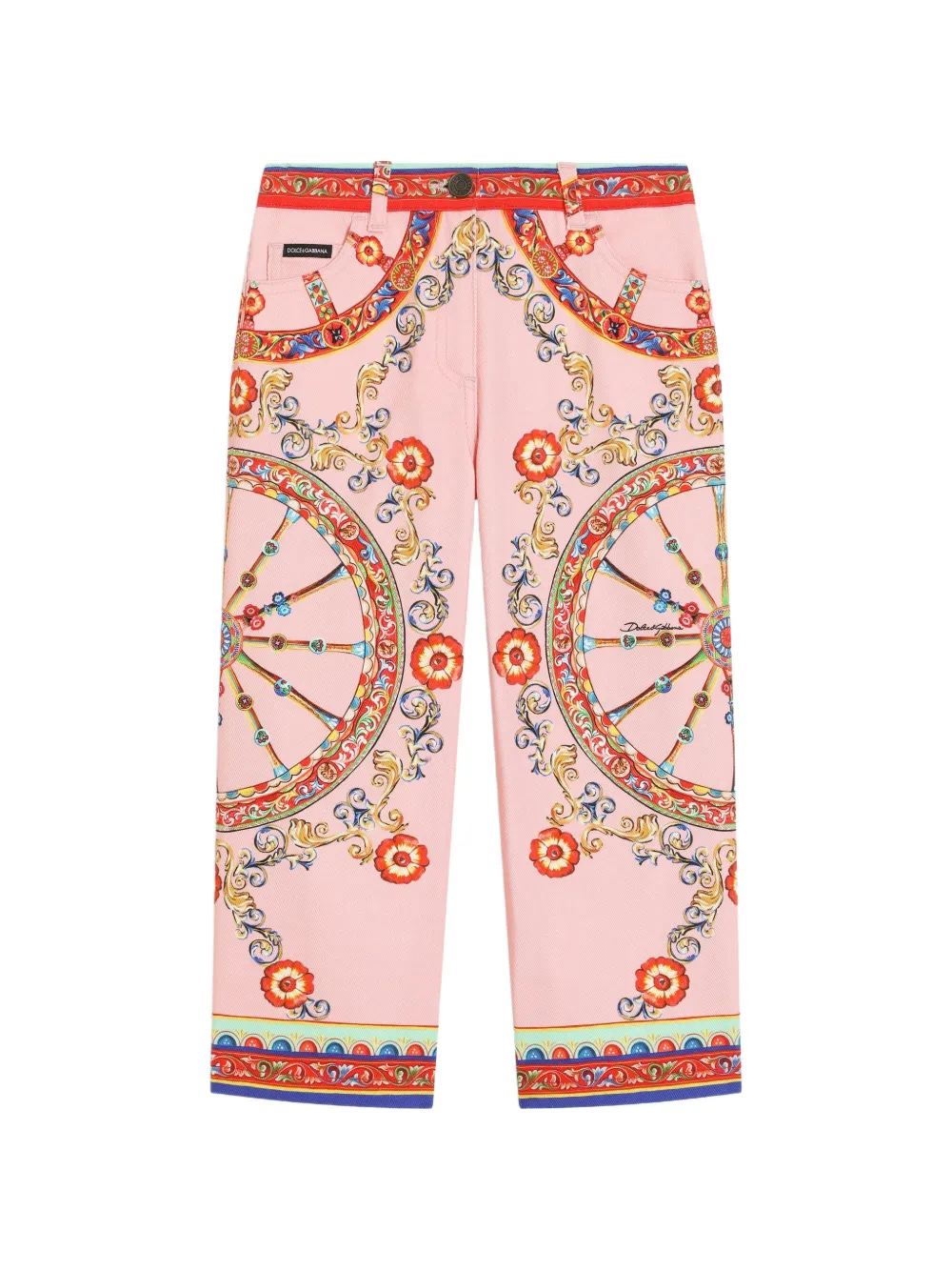 Dolce & Gabbana Kids Jeanshose mit Carretto-Print und fünf Taschen - Rosa
