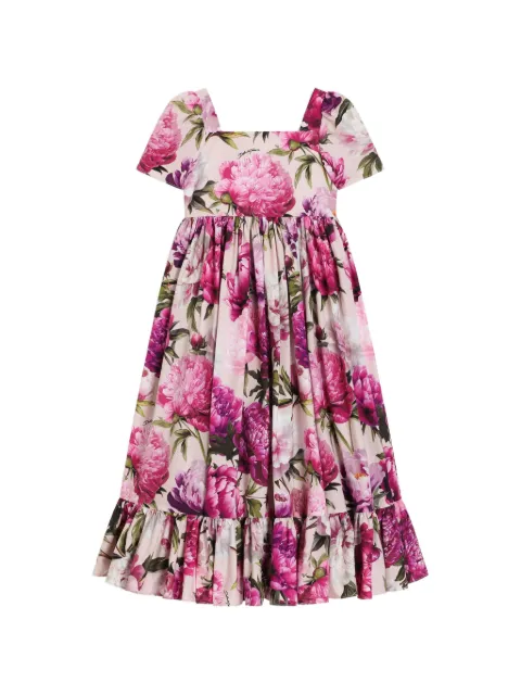 Dolce & Gabbana Kids peony-print poplin dress