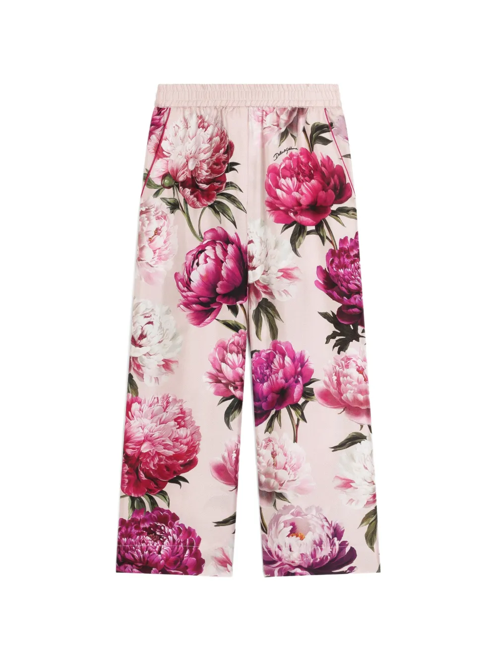 Dolce & Gabbana Kids peony-print twill trousers - Rosa