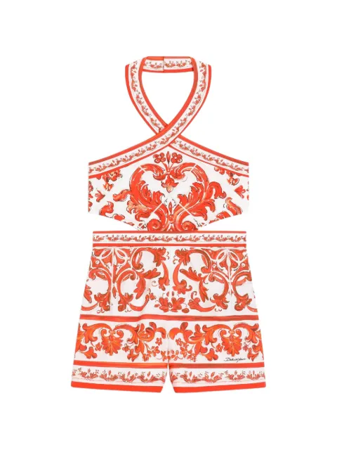 Dolce & Gabbana Kids Majolica-print poplin jumpsuit