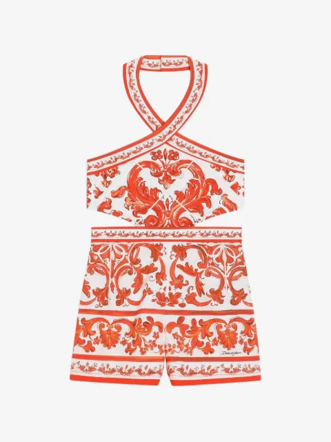 Dolce & Gabbana Kids  Majolica-print poplin jumpsuit