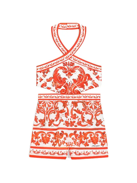 Dolce & Gabbana Kids Majolica-print poplin jumpsuit