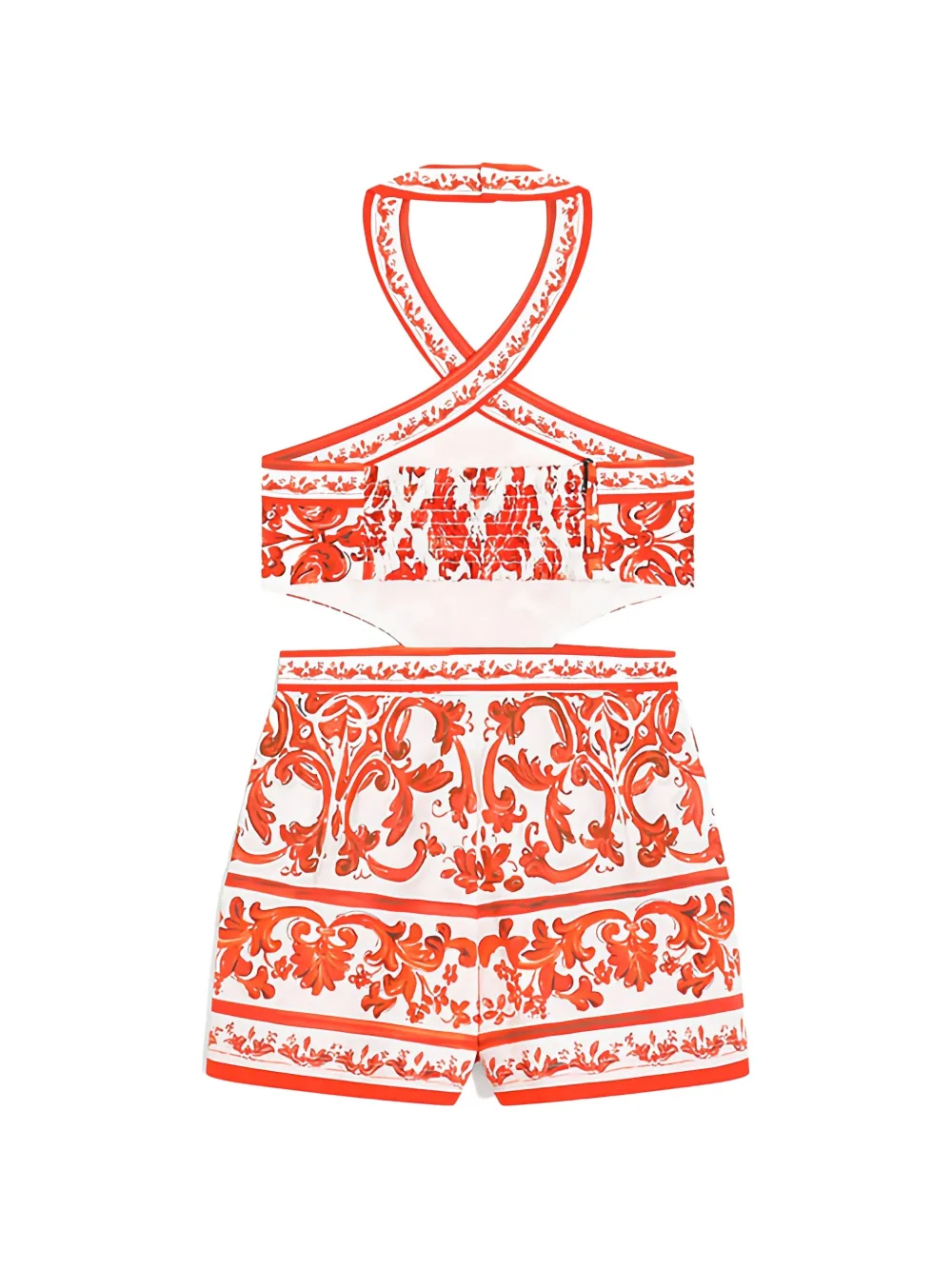 Dolce & Gabbana Kids Popeline jumpsuit met Majolica-print Wit