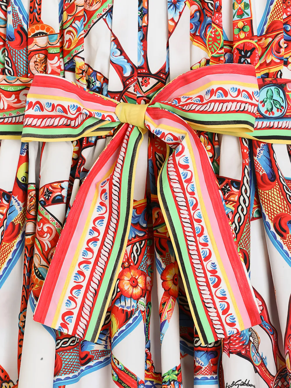 Dolce & Gabbana Kids Popeline jurk met Carretto-print Wit