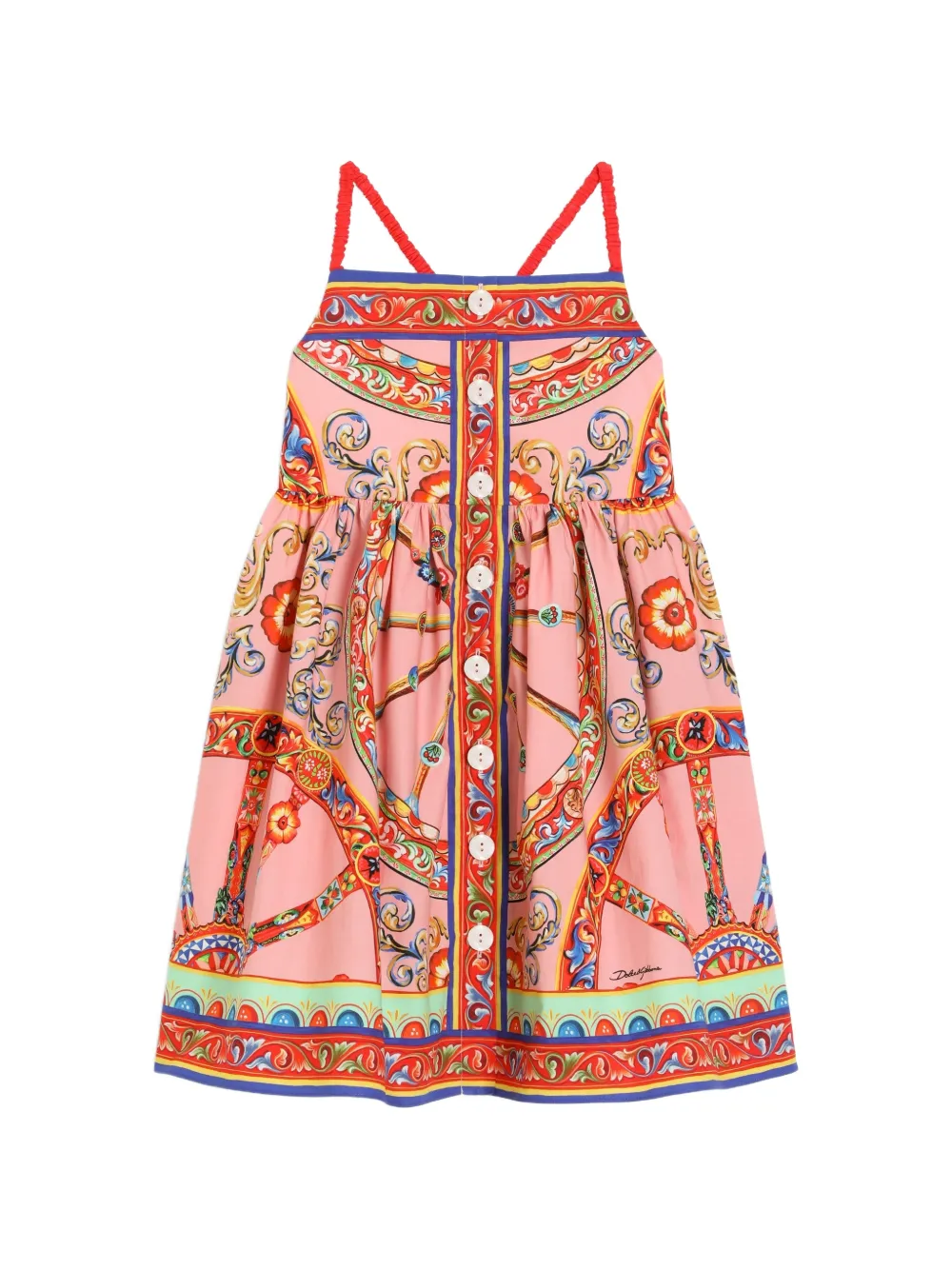 Dolce & Gabbana Kids Carretto-print poplin dress - Pink