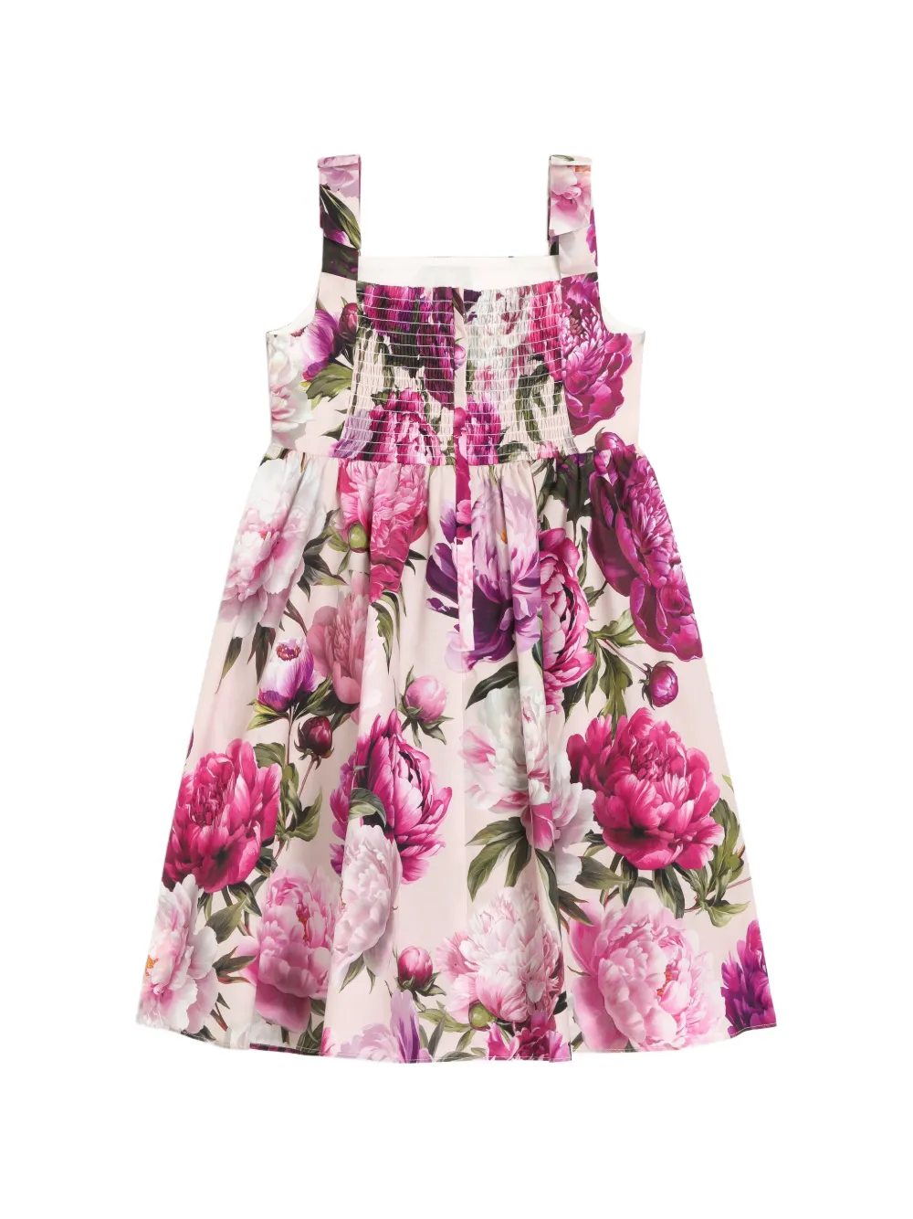 Dolce & Gabbana Kids Popeline jurk met pioen-print Beige