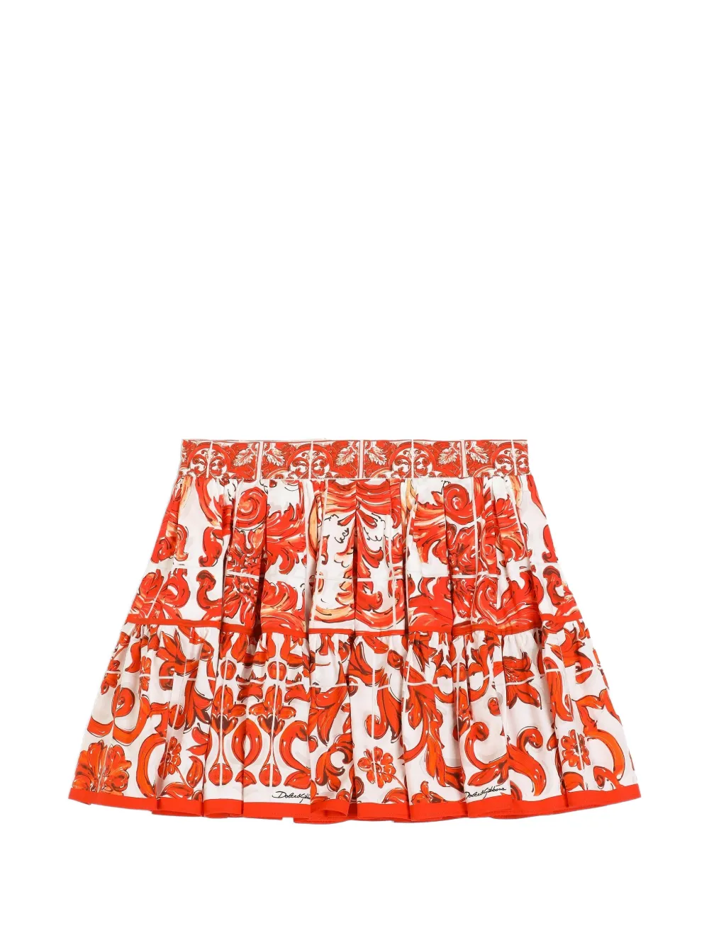 Dolce & Gabbana Kids Majolica-print poplin skirt - Bianco