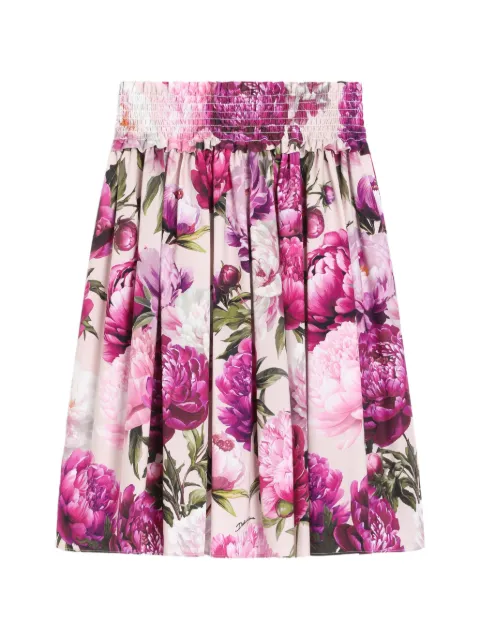 Dolce & Gabbana Kids falda de popelina con peonía estampada