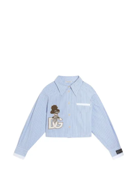 Dolce & Gabbana Kids camisa de popelina con rayas estampadas
