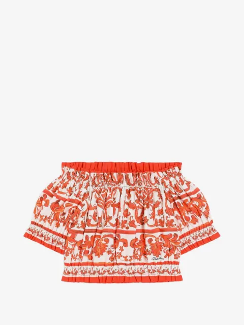 Dolce & Gabbana Kids top de popelina con estampado Mayólica