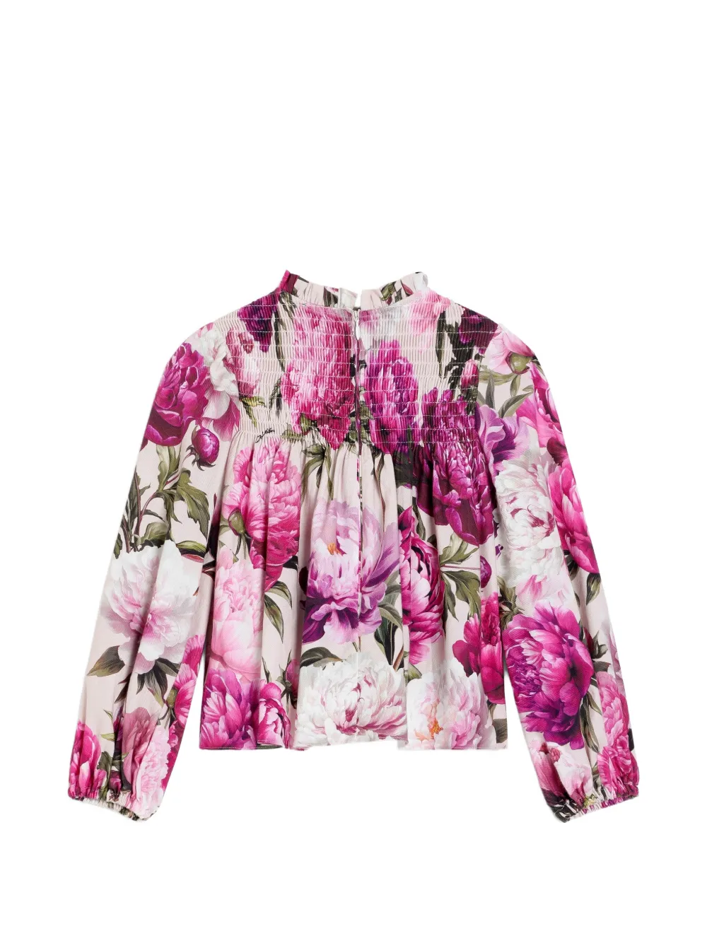 Dolce & Gabbana Kids Katoenflanellen blouse met pioen-print Roze