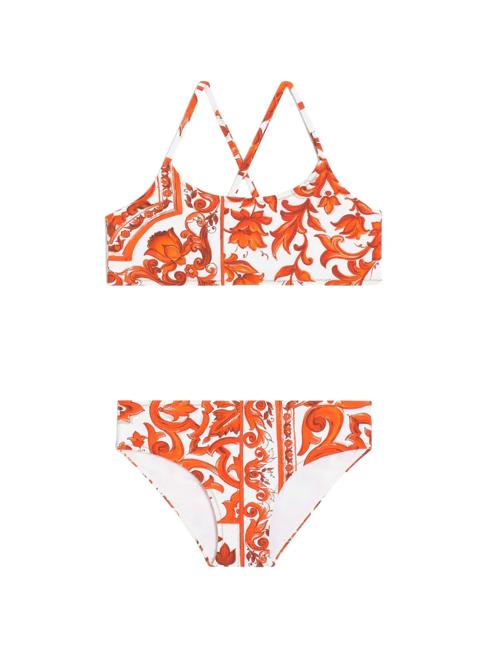 Dolce & Gabbana Kids Majolica-print two-piece swimsuit - Arancione