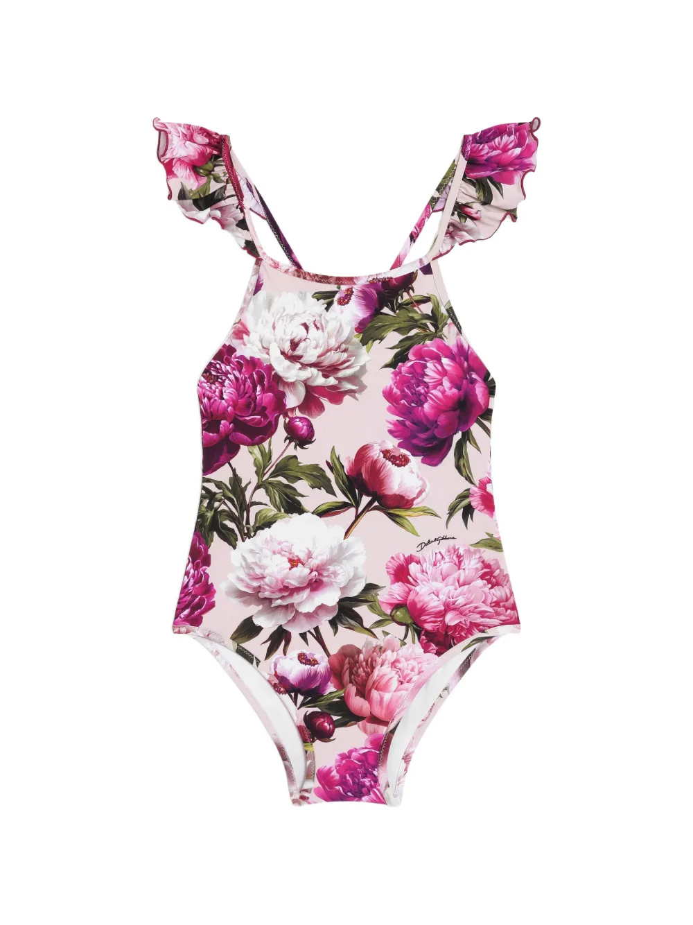 Dolce & Gabbana Kids Badeanzug mit Pfingstrosen-Print - Rosa