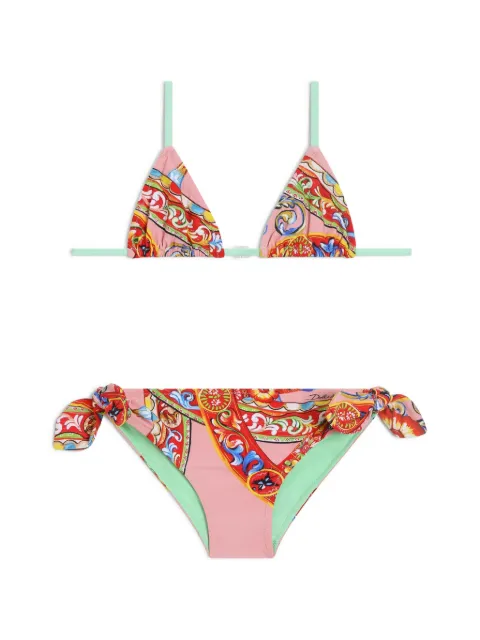 Dolce & Gabbana Kids Carretto-print triangle bikini