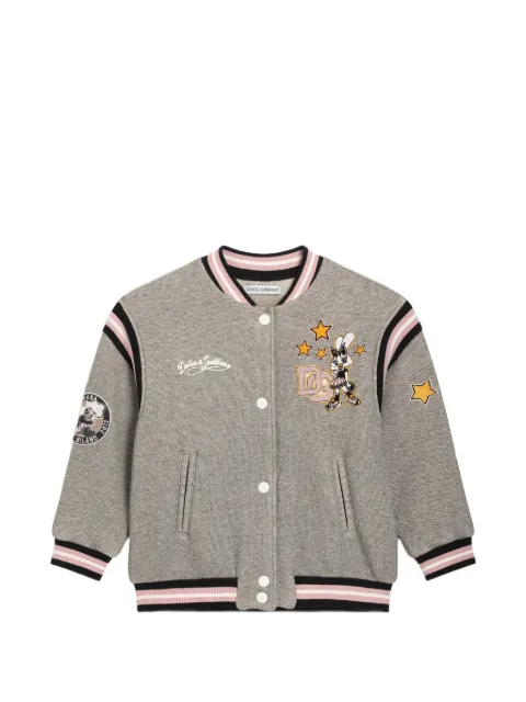 Dolce & Gabbana Kids fleece bomber jacket with patch