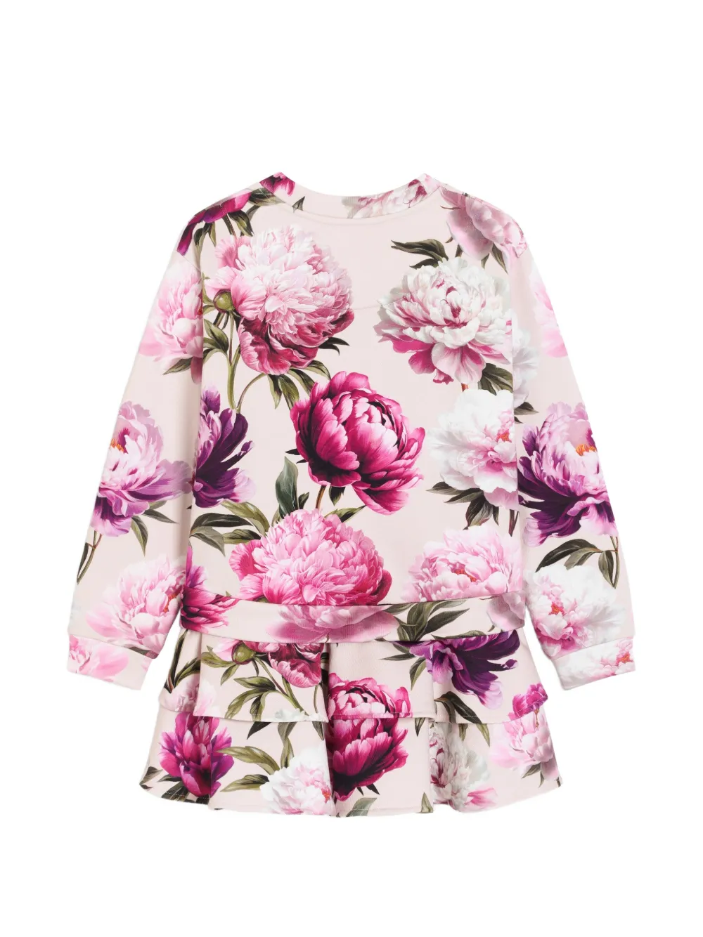 Dolce & Gabbana Kids Peony-print fleece dress Roze