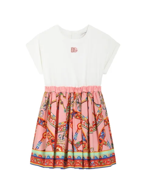 Dolce & Gabbana Kids Carretto-print mix-material dress