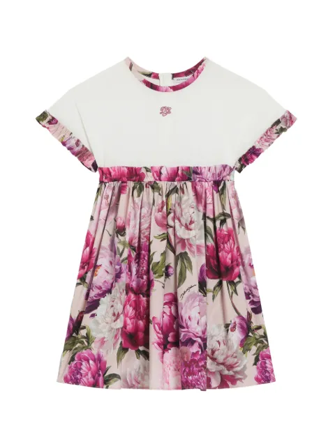 Dolce & Gabbana Kids peony-print mix material dress